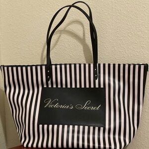 Victoria's Secret Black and White Striped Tote
